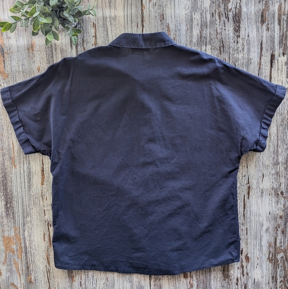 FRNCH Clary Linen Blend Shirt Blue Women's Large - Picture 4 of 6